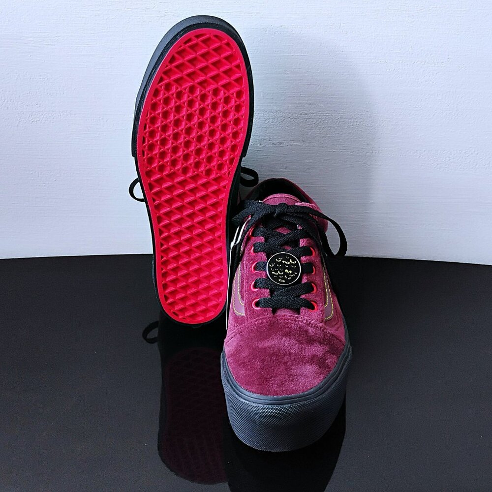 Vans Women's Vans x Disney Old Skool Stackform 'Poison Apple' in Mahogany Velvet - Picture 15 of 16